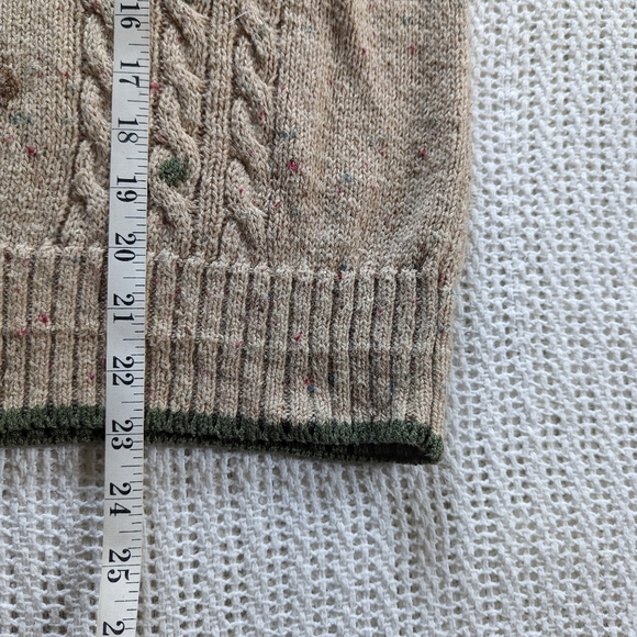 VTG Lizwear Women's SMALL Pullover Grandma Sweater Tan Geometric Ramie CottonT - Picture 6 of 8